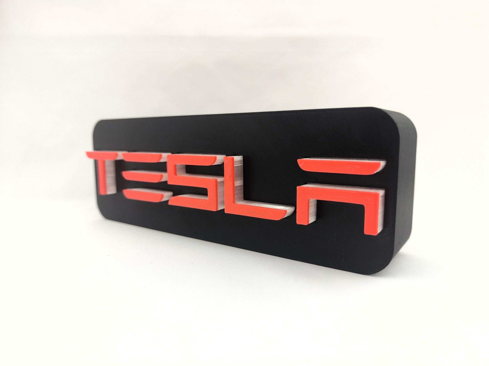 Tesla Logo LED Neon Lamp – Red and White Wall Light Sign for Garage, Office or Man Cave Decor - 3DEvricPrinting