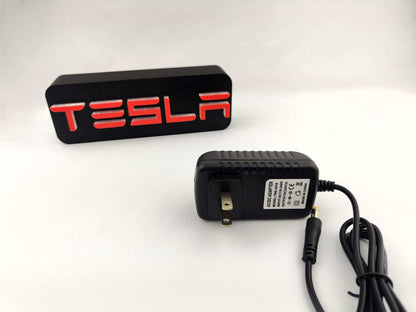 Tesla Logo LED Neon Lamp – Red and White Wall Light Sign for Garage, Office or Man Cave Decor - 3DEvricPrinting