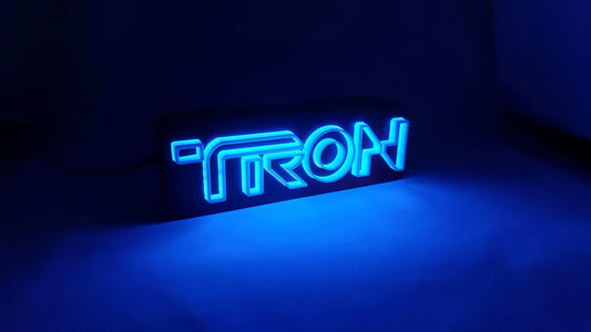 Tron Legacy LED Logo Lamp: 3D Printed Backlit Table Decor - 3DEvricPrinting