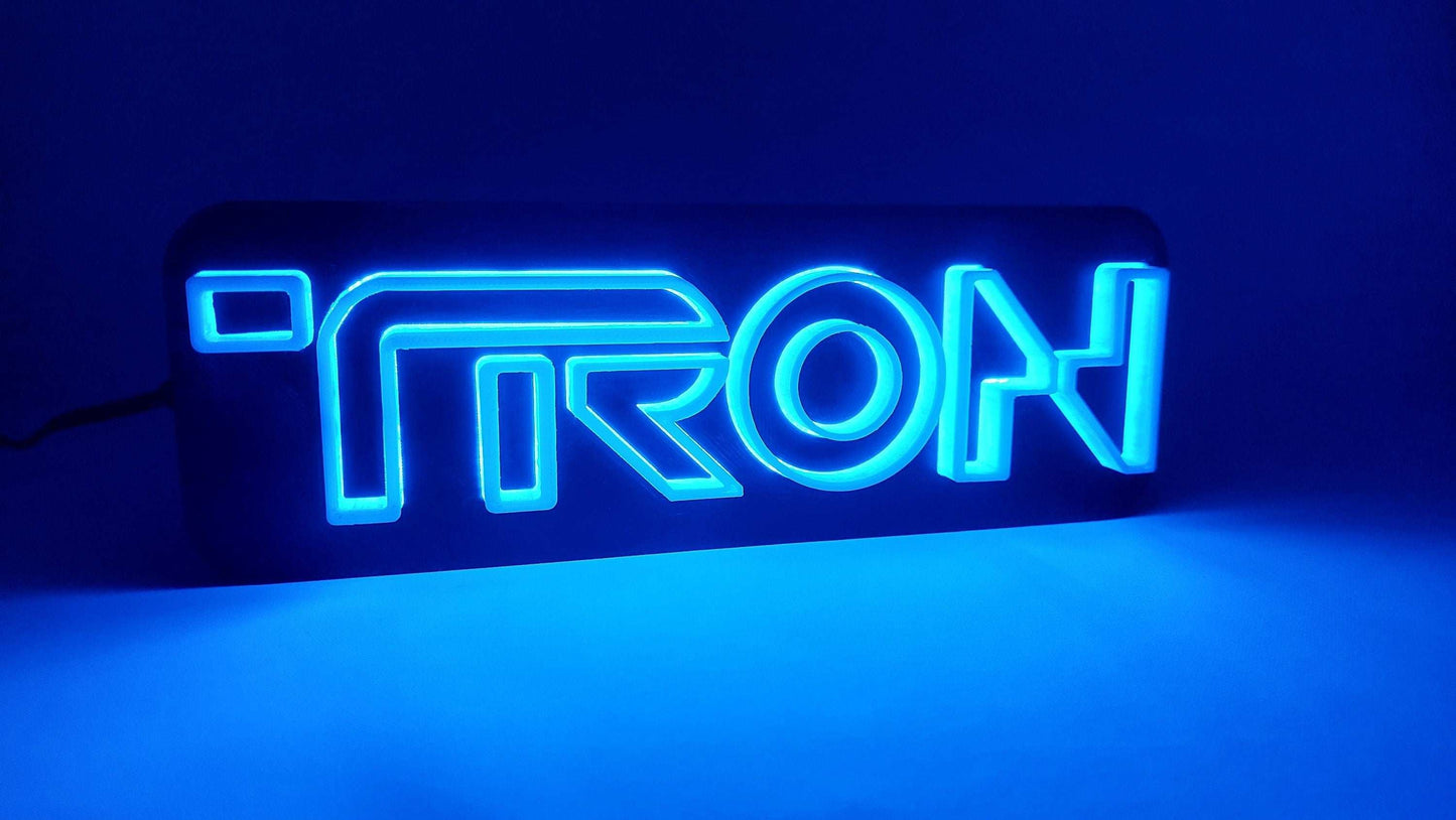 Tron Legacy LED Logo Lamp: 3D Printed Backlit Table Decor - 3DEvricPrinting