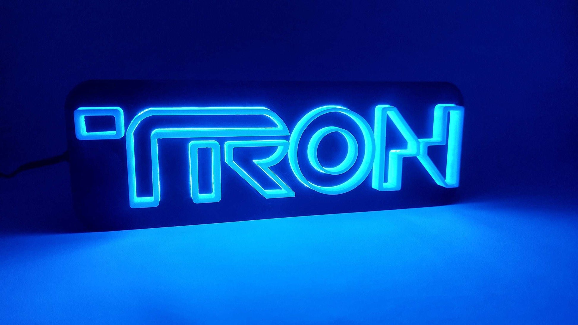 Tron Legacy LED Logo Lamp: 3D Printed Backlit Table Decor - 3DEvricPrinting