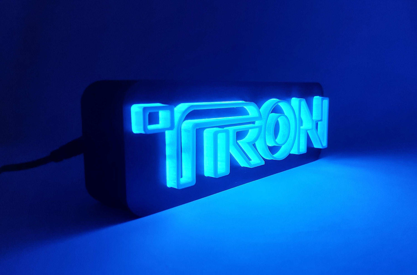 Tron Legacy LED Logo Lamp: 3D Printed Backlit Table Decor - 3DEvricPrinting
