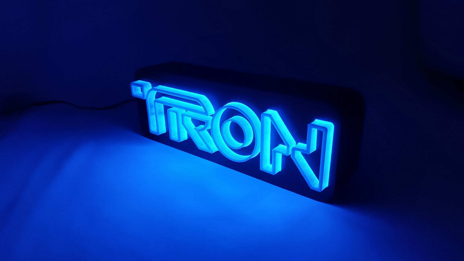 Tron Legacy LED Logo Lamp: 3D Printed Backlit Table Decor - 3DEvricPrinting
