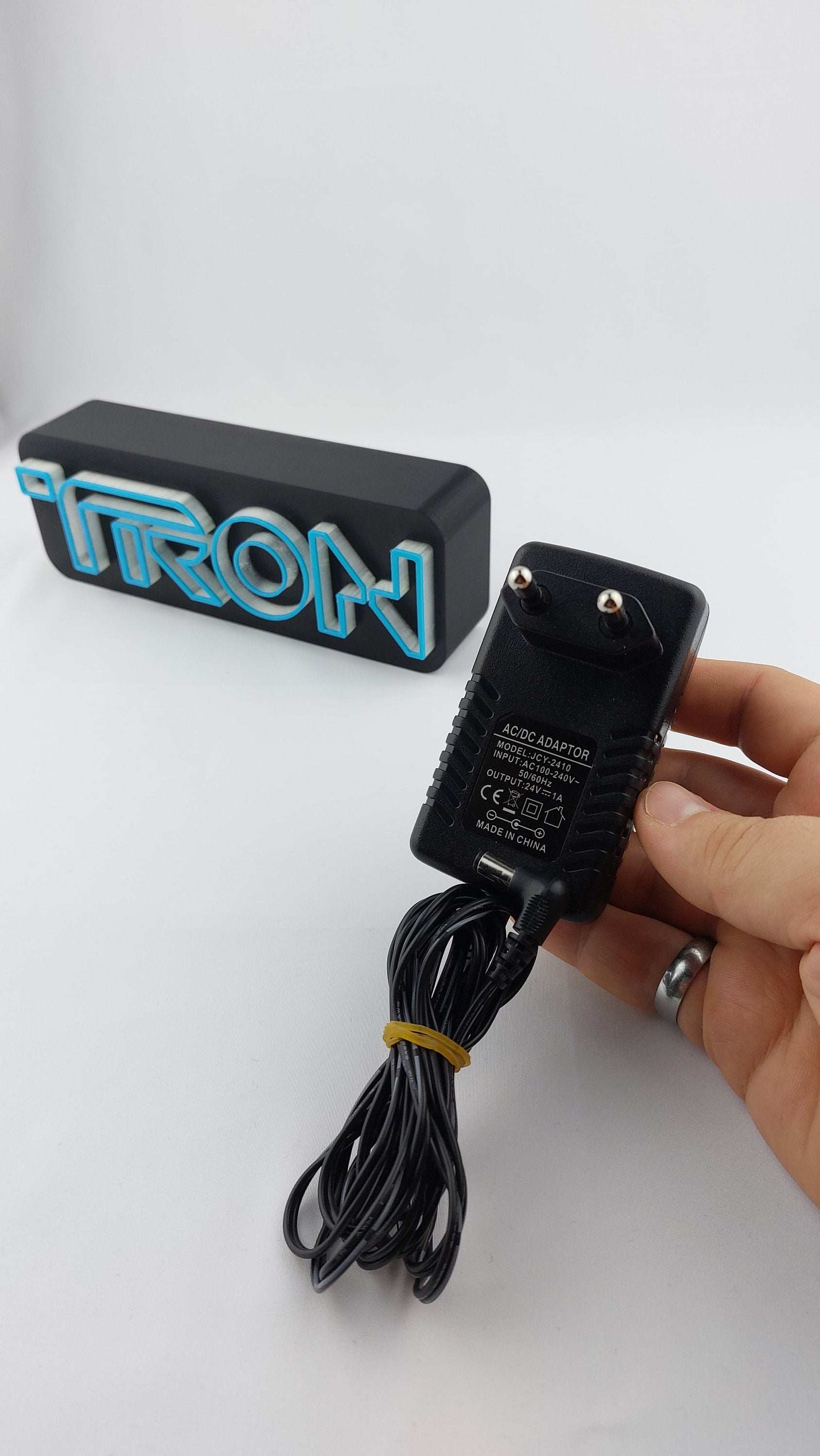 Tron Legacy LED Logo Lamp: 3D Printed Backlit Table Decor - 3DEvricPrinting
