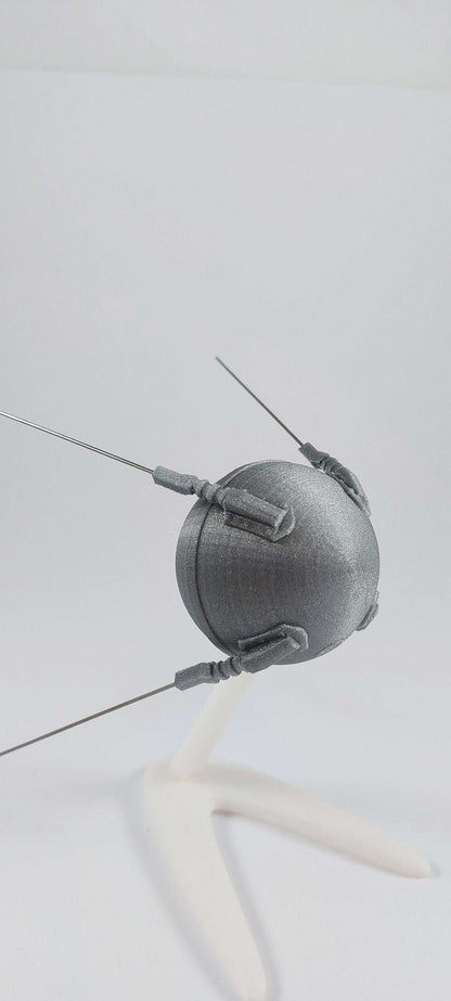 Sputnik 1 Satellite Model on Stand – 1:11 Scale Replica with Antennas, Collectible Spacecraft Decor - 3DEvricPrinting
