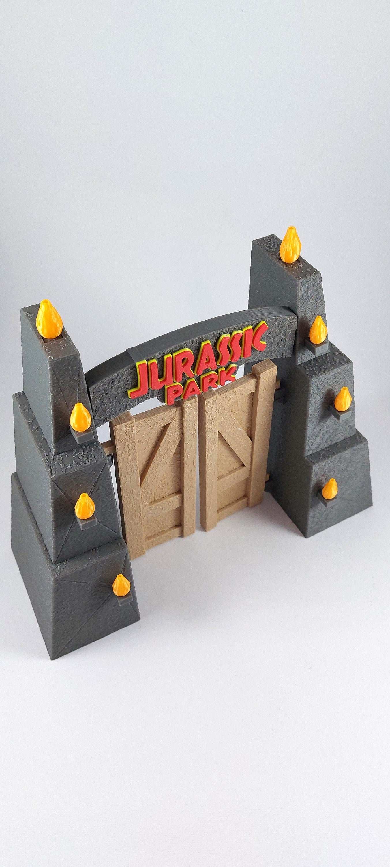 Jurassic Park Gate 3D Printed Diorama Kit 1:55 Scale – Textured Stone Replica Collectible Gift Bestseller - 3DEvricPrinting