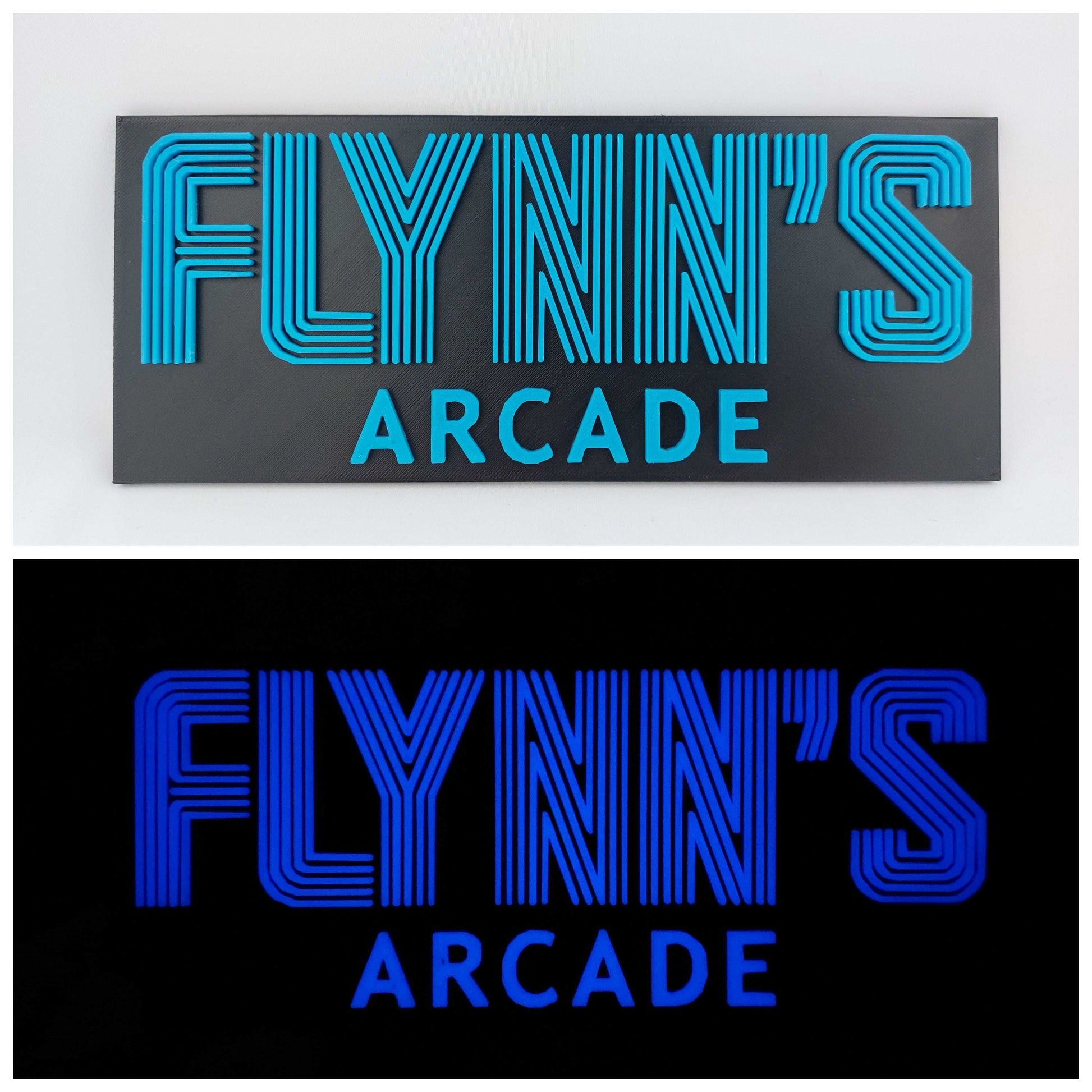 Flynn’s Arcade Tron 1982 Logo Sign – Classic Sci-Fi Movie Collectible for Retro Gaming Fans. - 3DEvricPrinting