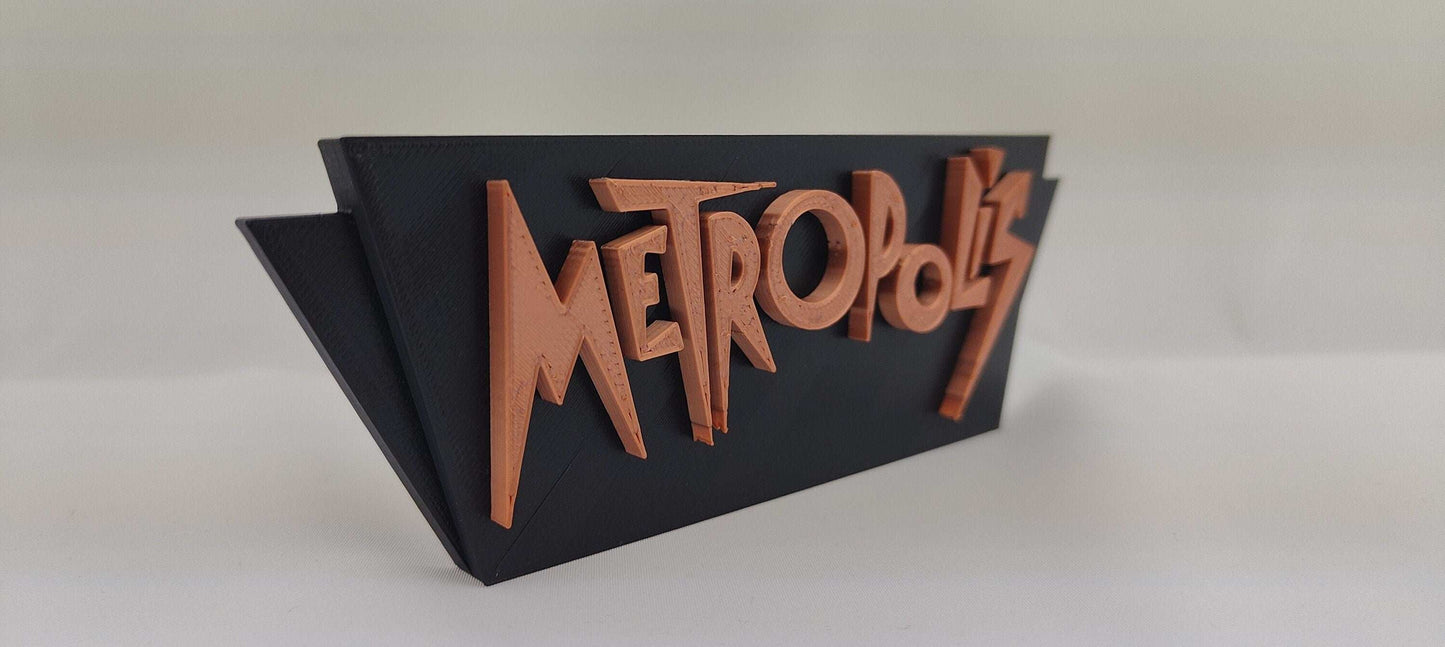 Metropolis 1927 Movie Logo: 3D Printed PLA Decor - 3DEvricPrinting