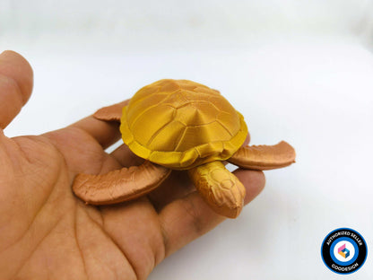 3D Printed Flexi Sea Turtle: Articulated Ocean Animal Toy, Desk Decor - 3DEvricPrinting