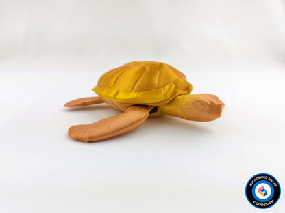 3D Printed Flexi Sea Turtle: Articulated Ocean Animal Toy, Desk Decor - 3DEvricPrinting