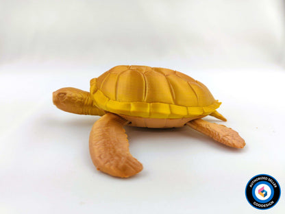 3D Printed Flexi Sea Turtle: Articulated Ocean Animal Toy, Desk Decor - 3DEvricPrinting