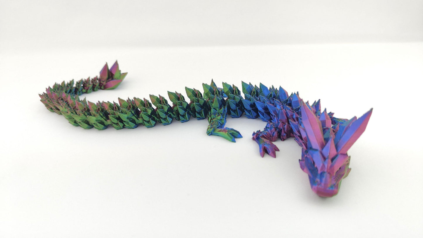 Flexi Crystal Dragon – 3D Printed Fantasy Figurine and Desk Decor