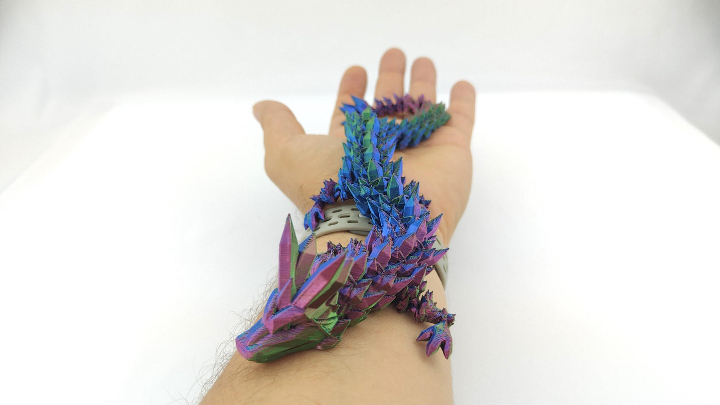 Flexi Crystal Dragon – 3D Printed Fantasy Figurine and Desk Decor