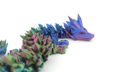 Flexi Crystal Dragon – 3D Printed Fantasy Figurine and Desk Decor
