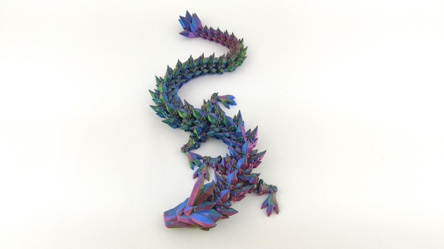 Flexi Crystal Dragon – 3D Printed Fantasy Figurine and Desk Decor