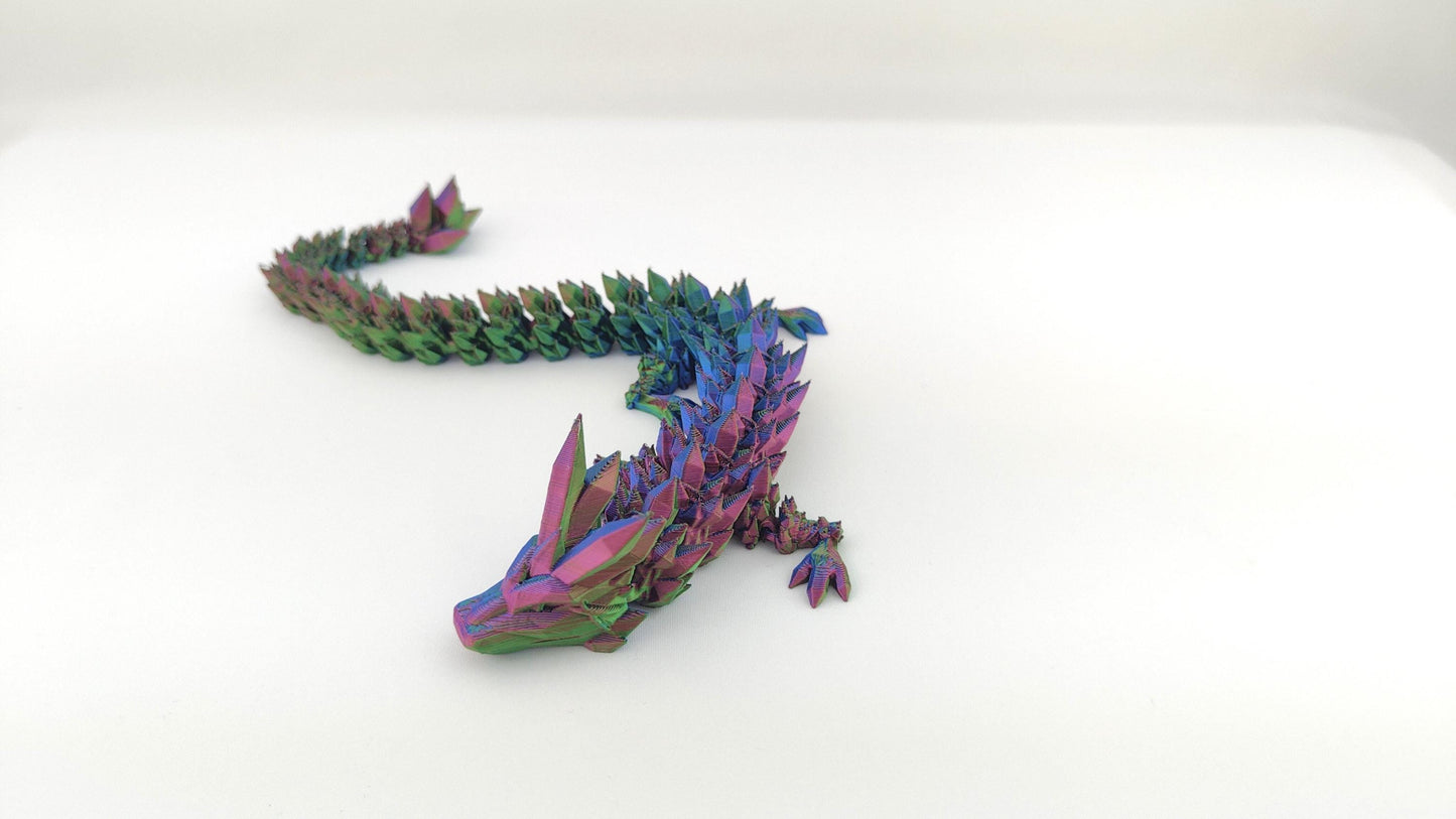 Flexi Crystal Dragon – 3D Printed Fantasy Figurine and Desk Decor