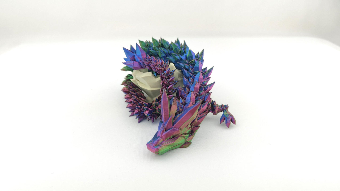 Flexi Crystal Dragon – 3D Printed Fantasy Figurine and Desk Decor