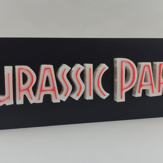 Jurassic Park Logo LED Lightbox: 3D Printed T-Rex Desk & Wall Sign.