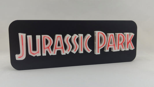 Jurassic Park Logo LED Lightbox: 3D Printed T-Rex Desk & Wall Sign.