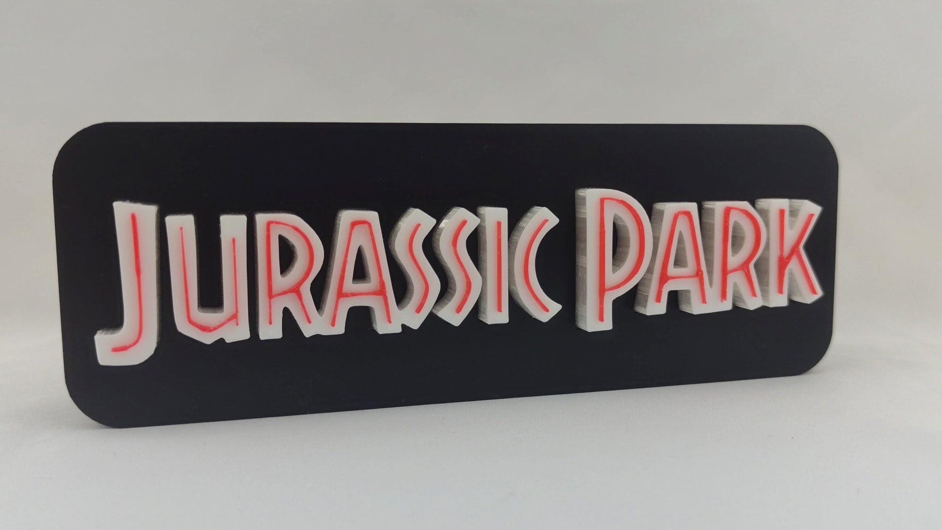 Jurassic Park Logo LED Lightbox: 3D Printed T-Rex Desk & Wall Sign.