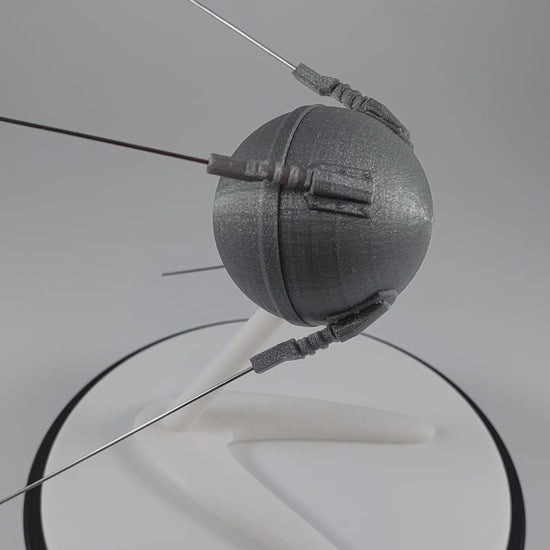 Sputnik 1 Satellite Model on Stand – 1:11 Scale Replica with Antennas, Collectible Spacecraft Decor.