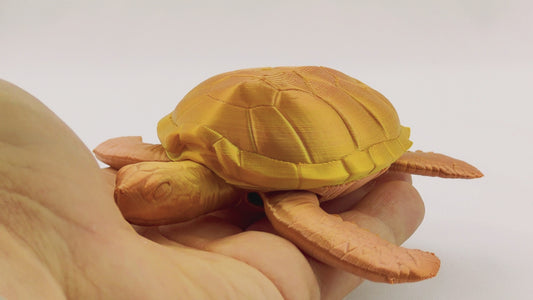 3D Printed Flexi Sea Turtle: Articulated Ocean Animal Toy, Desk Decor.