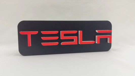 Tesla Logo LED Neon Lamp – Red and White Wall Light Sign for Garage, Office or Man Cave Decor.